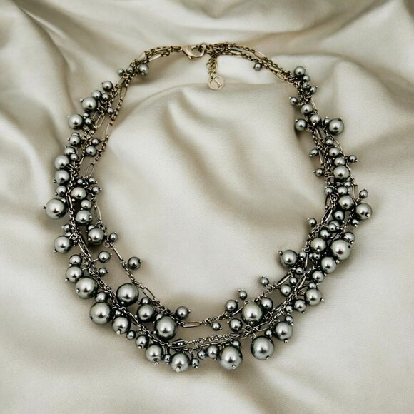 Talbots Multistrand Bead & Chain Statement Necklace - Picture 2 of 5